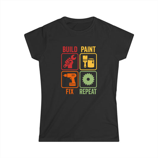 Build Paint Fix Repeat Women Tee